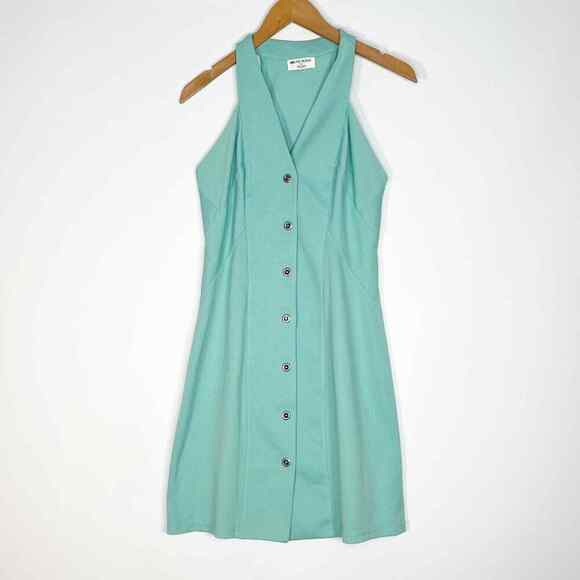 Bruno Duluc for Kush Vintage 90's Turquoise Blue Halter Dress - Picture 1 of 12